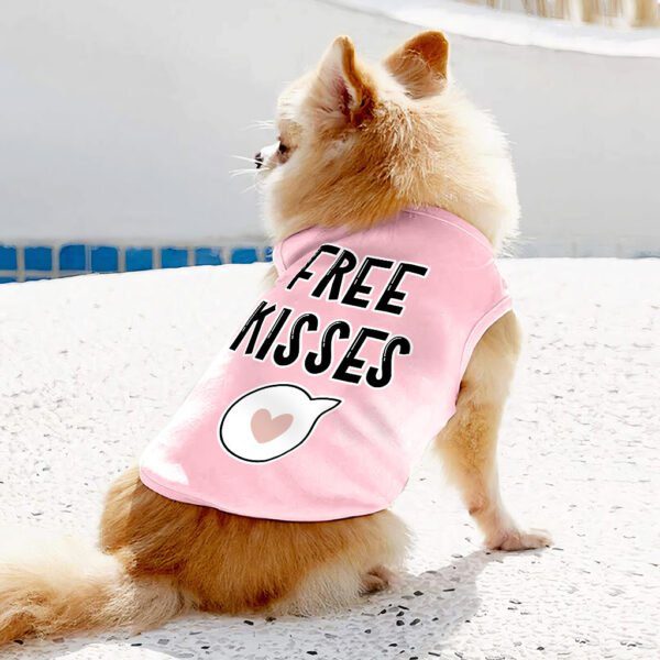 Free Kisses Dog Sleeveless Shirt - Word Print Dog Shirt - Minimalist Dog Clothing - Image 6