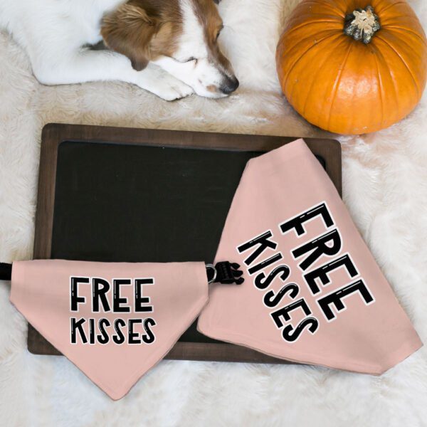 Free Kisses Pet Bandana Collar - Word Print Scarf Collar - Minimalist Dog Bandana - Image 7