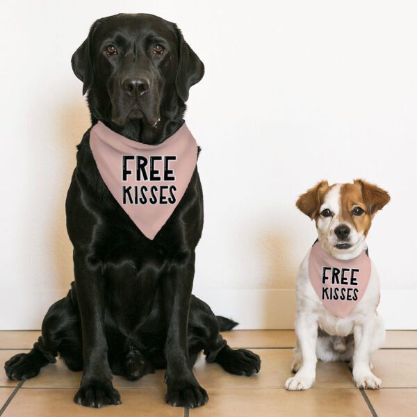 Free Kisses Pet Bandana Collar - Word Print Scarf Collar - Minimalist Dog Bandana - Image 5