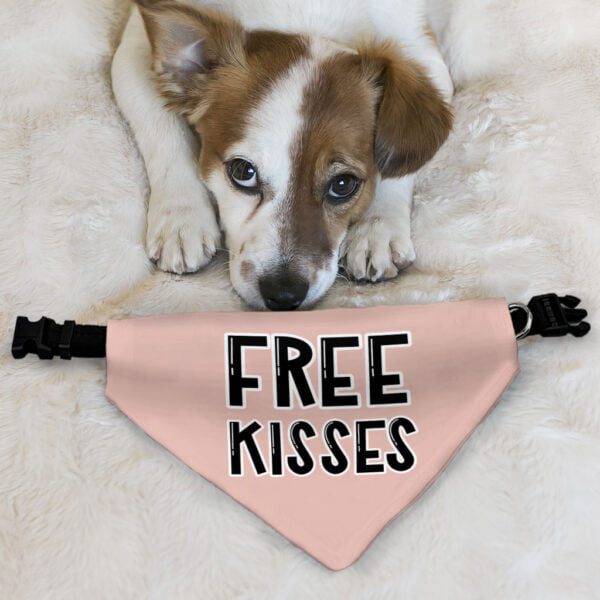 Free Kisses Pet Bandana Collar - Word Print Scarf Collar - Minimalist Dog Bandana - Image 6