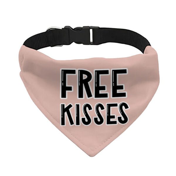 Free Kisses Pet Bandana Collar - Word Print Scarf Collar - Minimalist Dog Bandana - Image 2