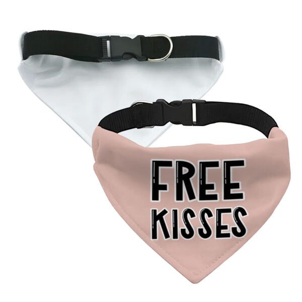 Free Kisses Pet Bandana Collar - Word Print Scarf Collar - Minimalist Dog Bandana - Image 4