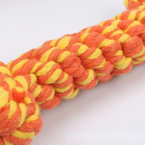 Cotton Rope Teething Chew Toy for Dogs - Vibrant Triple Colors - Image 6