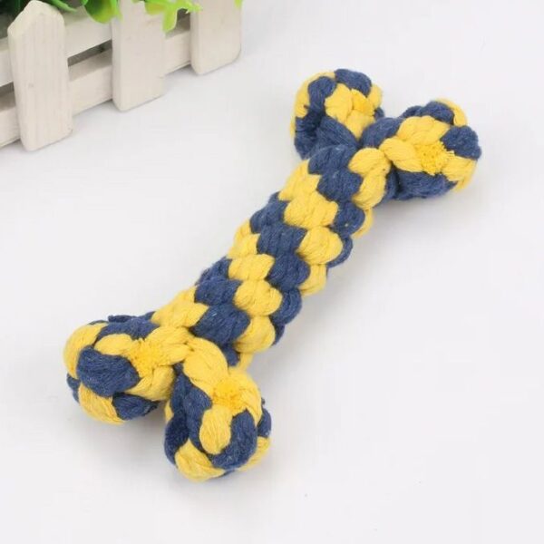 Cotton Rope Teething Chew Toy for Dogs - Vibrant Triple Colors - Image 4