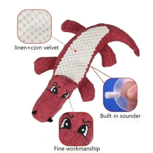 Interactive Plush Alligator Dog Toy with Sound for Dental Health & Play - Image 6