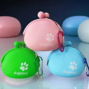 a pink, green and bule pouch