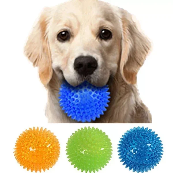 Colorful Squeaky Dog Ball for Dental Health and Interactive Play - Image 3