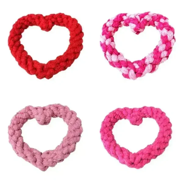 Heart-Shaped Cotton Rope Dog Chew Toy for Teeth Cleaning and Training