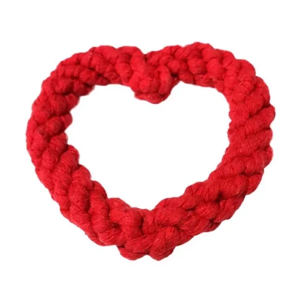 Heart-Shaped Cotton Rope Dog Chew Toy for Teeth Cleaning and Training - Image 5