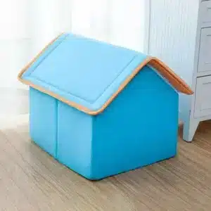 a blue dog house