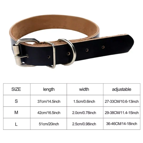 Adjustable Rolled Leather Dog Collar with Metal Buckle - Image 7