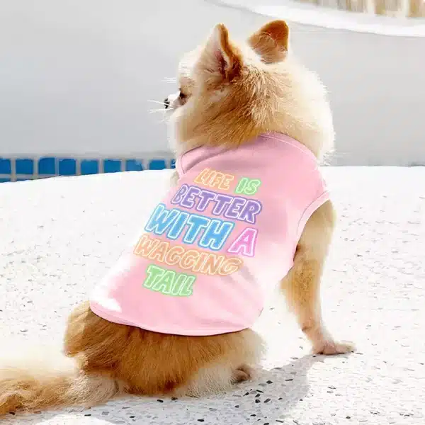 Life Is Better With a Wagging Tail Dog Sleeveless Shirt - Print Dog Shirt - Art Dog Clothing - Image 6