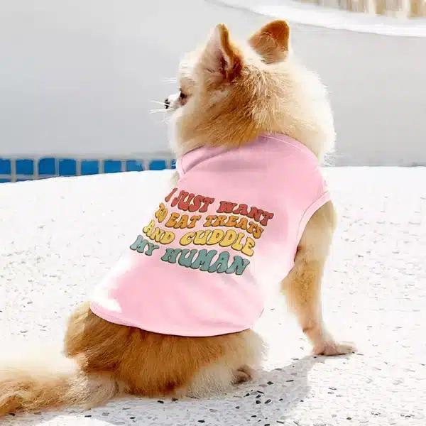 Cuddle My Human Dog Sleeveless Shirt - Unique Dog Shirt - Print Dog Clothing - Image 6
