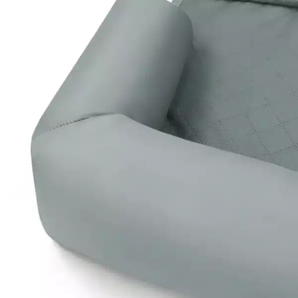 a gray car seat with straps