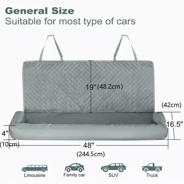 a gray car seat with straps